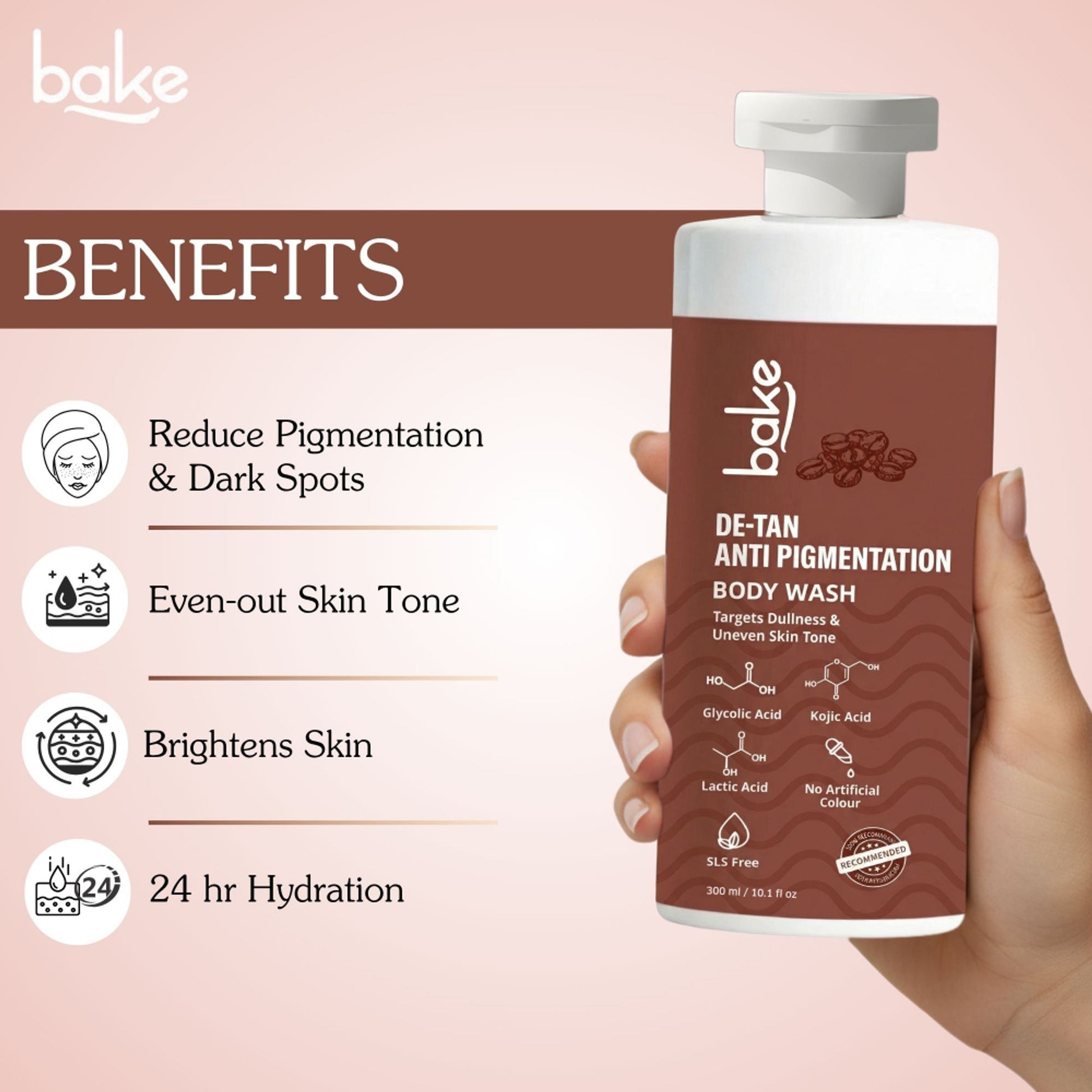 BAKE De-Tan Anti Pigmentation Coffee Body Wash for Dark Spots, Pigmentation, Tanning & Tan Removal