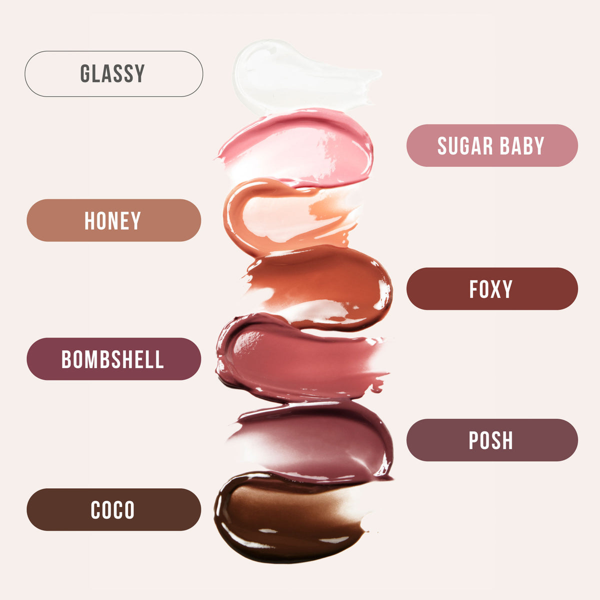 Huda Beauty Faux Filler Extra Shine Lip Gloss in Foxy with a glossy finish and smooth application on lips.