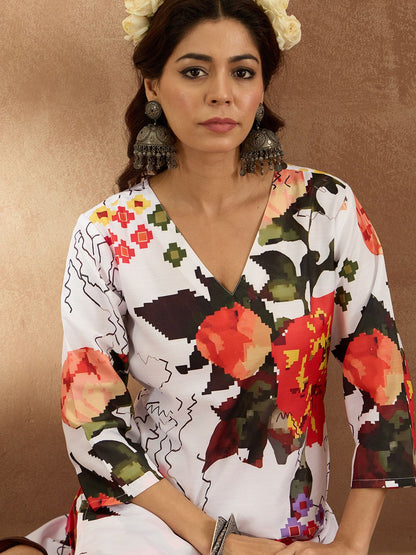 Women Floral Printed Regular Kurta with Trousers