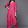 Dhiyona VA Women's Pink Bandhani Printed Sequinned Kurta with Trousers