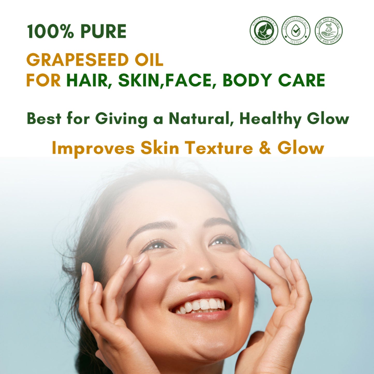 Mystiq Living Grapeseed Oil For Hair Growth, Face & Skin 100% Pure & Cold Pressed