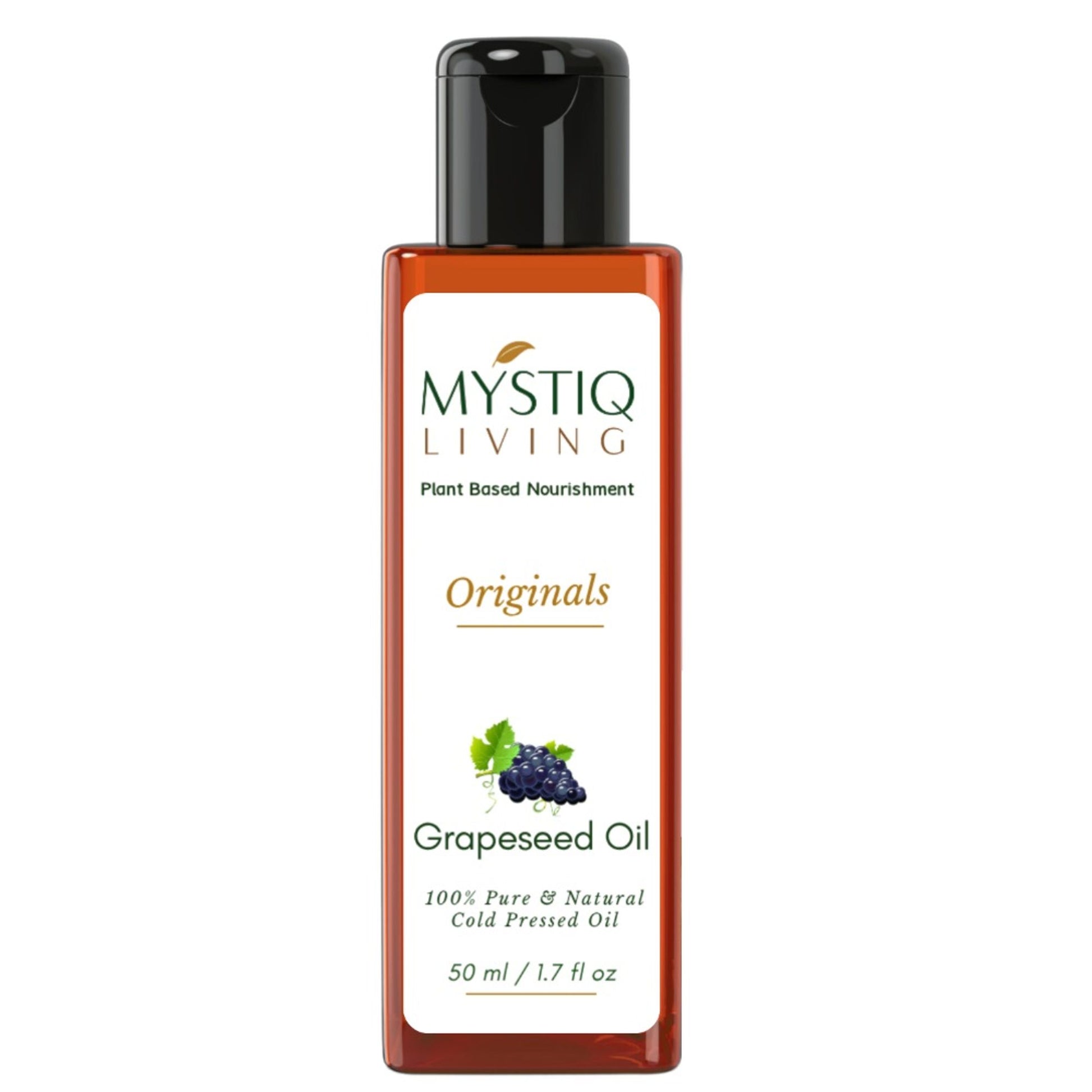 Mystiq Living Grapeseed Oil For Hair Growth, Face & Skin 100% Pure & Cold Pressed