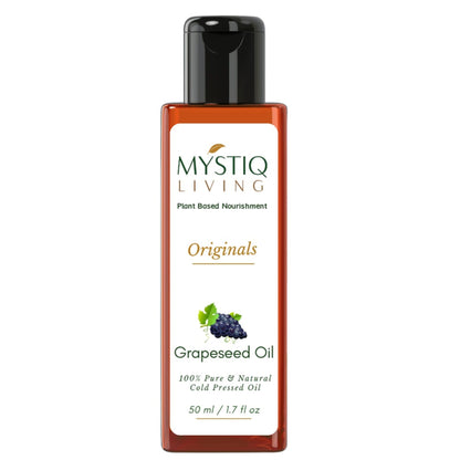 Mystiq Living Grapeseed Oil For Hair Growth, Face & Skin 100% Pure & Cold Pressed