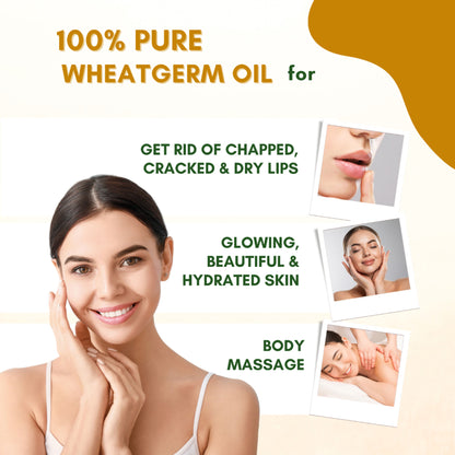 Mystiq Living Wheat Germ Oil For Hair, Face, Body & Skin - Cold Pressed & Organic