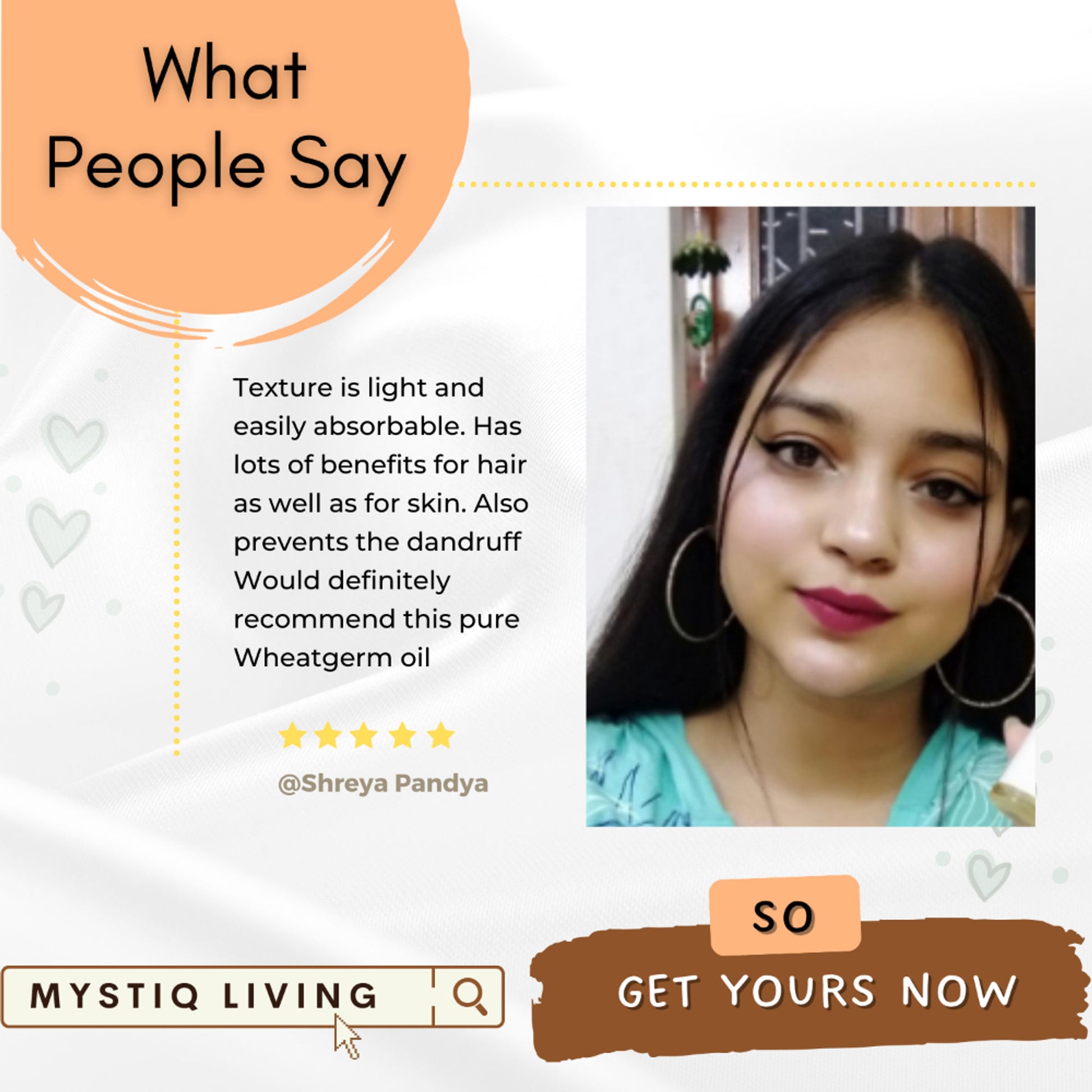 Mystiq Living Wheat Germ Oil For Hair, Face, Body & Skin - Cold Pressed & Organic