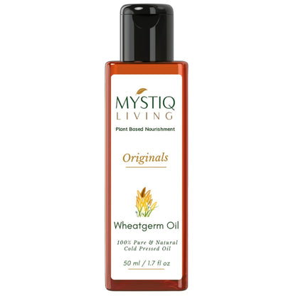 Mystiq Living Wheat Germ Oil For Hair, Face, Body & Skin - Cold Pressed & Organic