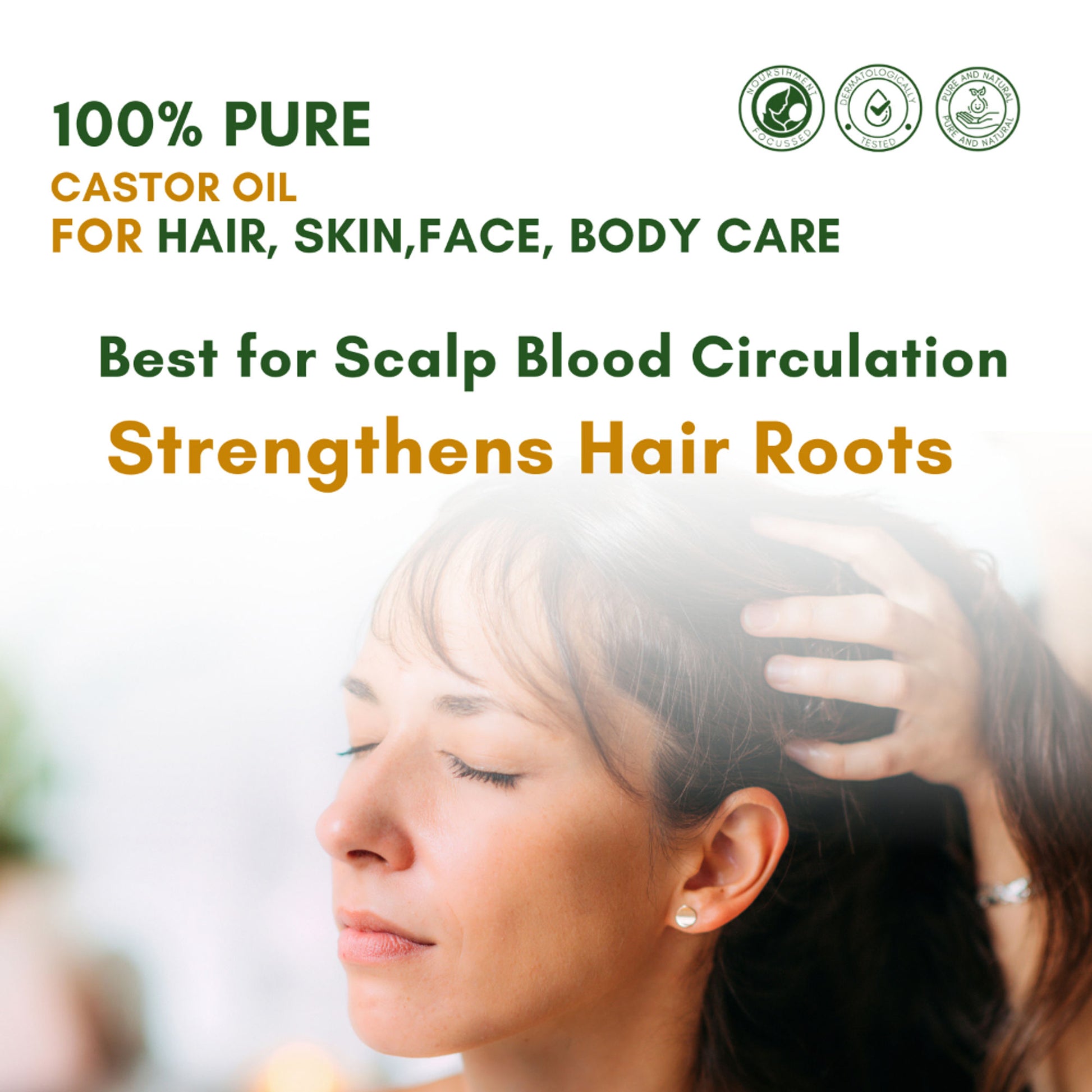 Mystiq Living Castor Oil 100% Pure & Cold Pressed For Hair Growth, Skin, Eyes, Face and Body