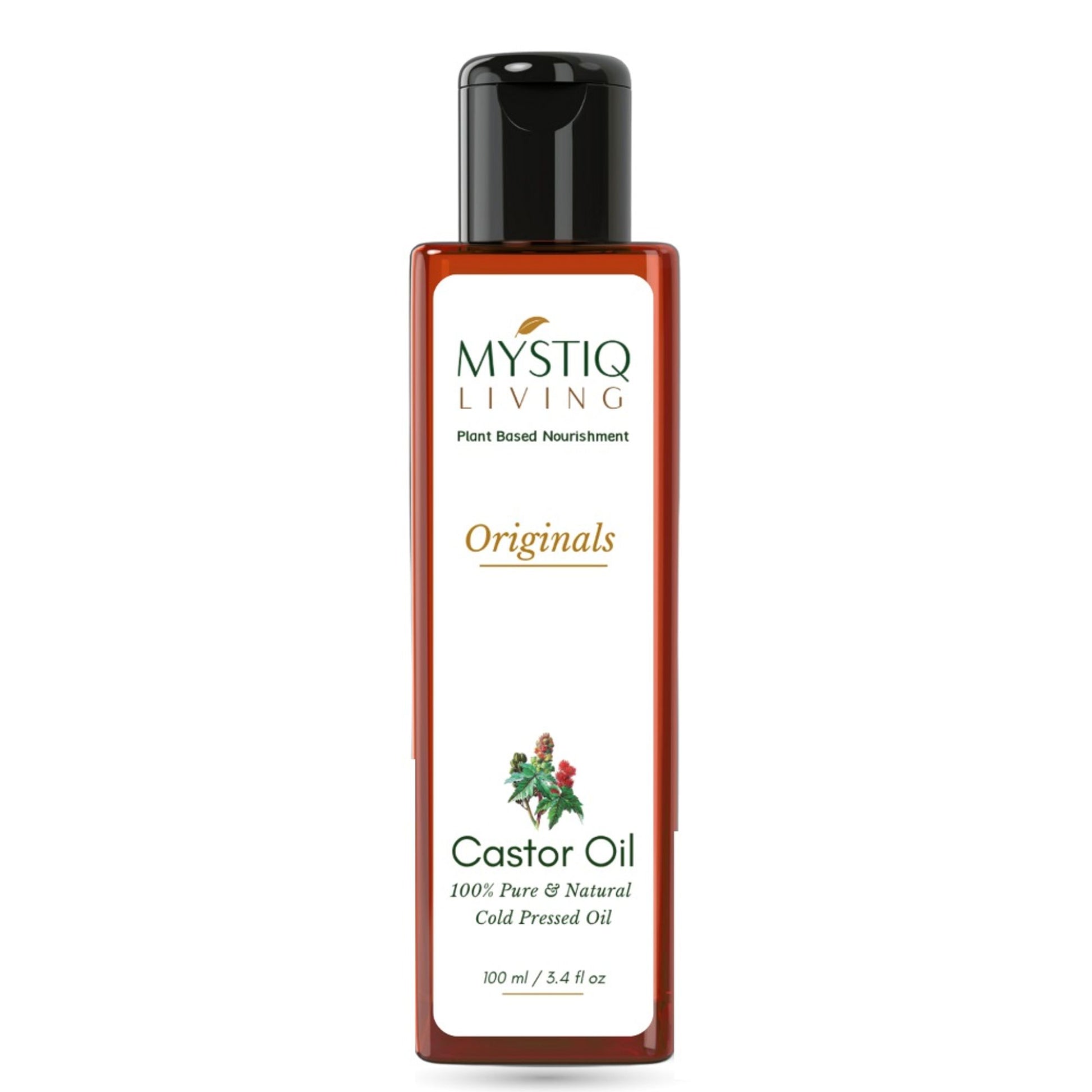 Mystiq Living Castor Oil 100% Pure & Cold Pressed For Hair Growth, Skin, Eyes, Face and Body