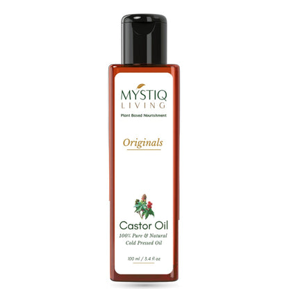 Mystiq Living Castor Oil 100% Pure & Cold Pressed For Hair Growth, Skin, Eyes, Face and Body