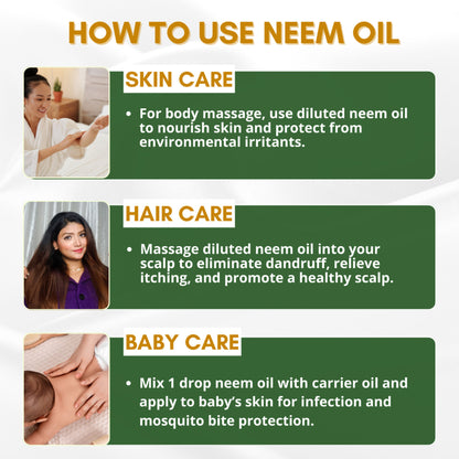 Mystiq Living Neem Oil, Pure Cold Pressed, Organic For Hair Growth, Dandruff, Lice & Skin