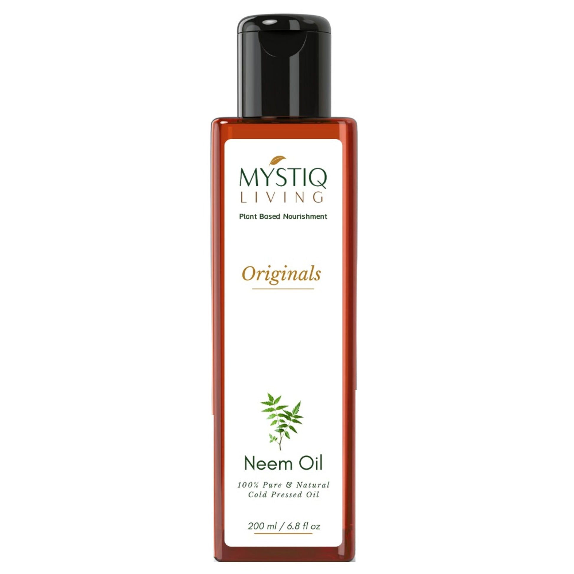Mystiq Living Neem Oil, Pure Cold Pressed, Organic For Hair Growth, Dandruff, Lice & Skin