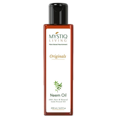 Mystiq Living Neem Oil, Pure Cold Pressed, Organic For Hair Growth, Dandruff, Lice & Skin