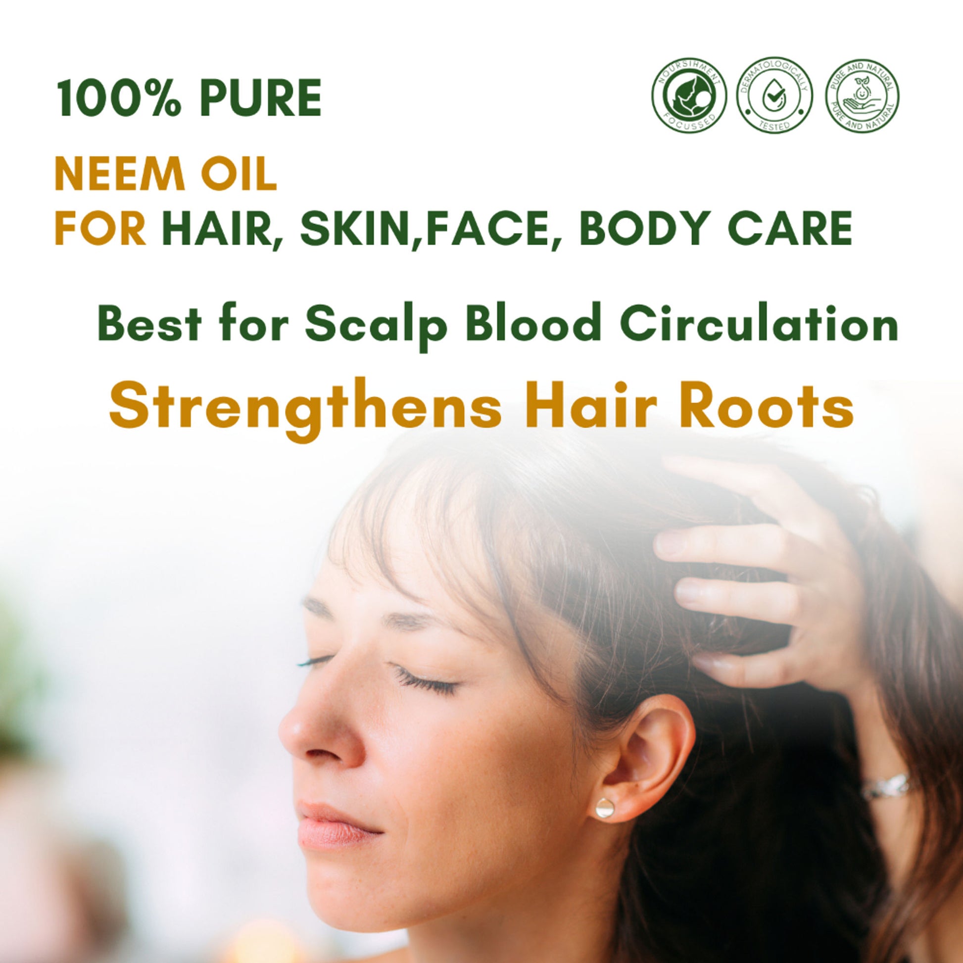 Mystiq Living Neem Oil, Pure Cold Pressed, Organic For Hair Growth, Dandruff, Lice & Skin