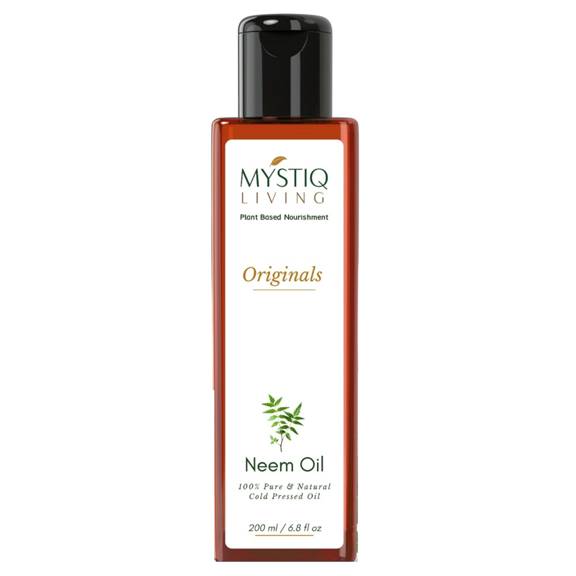 Mystiq Living Neem Oil, Pure Cold Pressed, Organic For Hair Growth, Dandruff, Lice & Skin