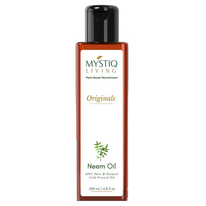Mystiq Living Neem Oil, Pure Cold Pressed, Organic For Hair Growth, Dandruff, Lice & Skin