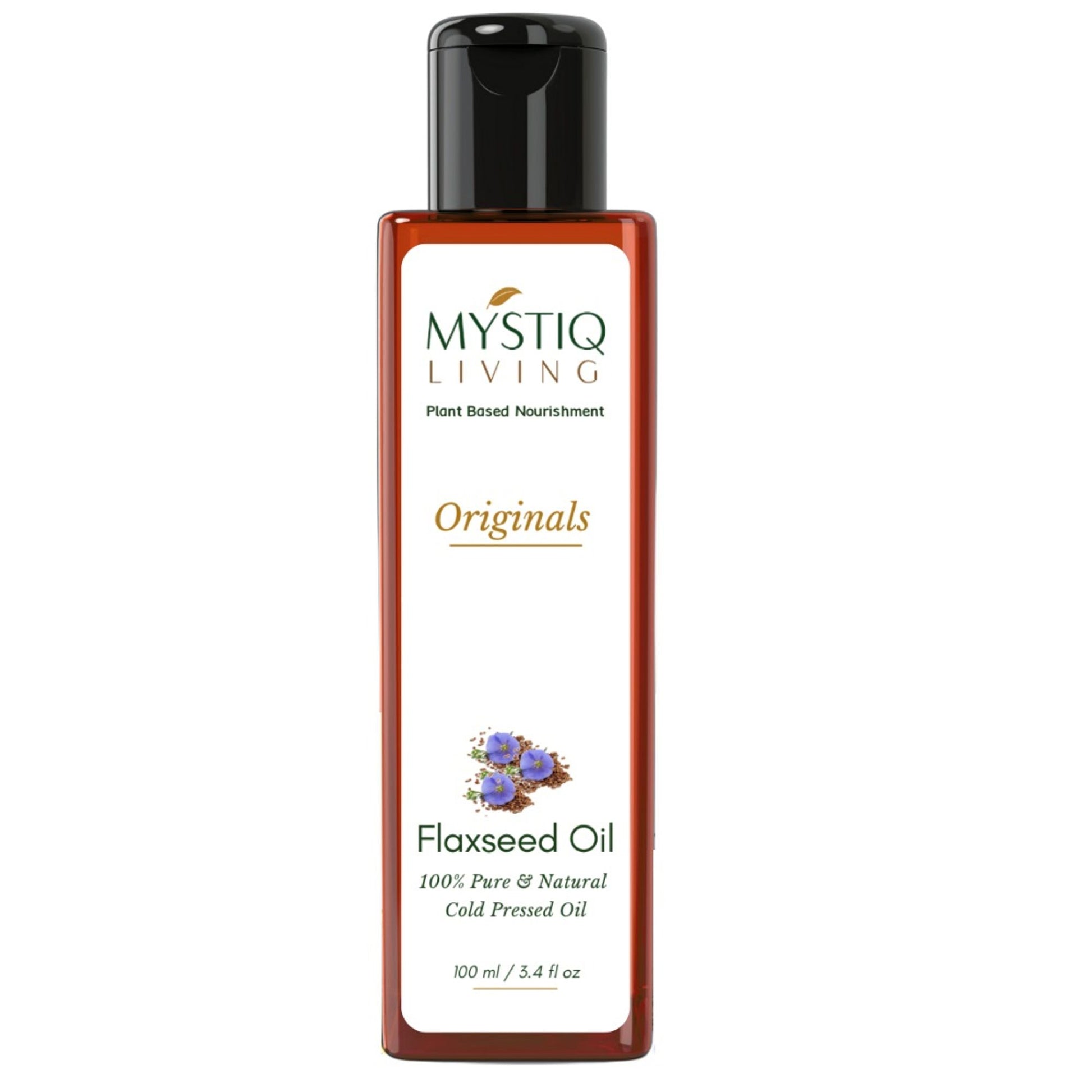 Mystiq Living Flaxseed Oil for Hair, Face & Skin, 100% Pure Cold Pressed and Organic with Omega 3