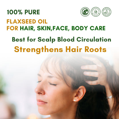 Mystiq Living Flaxseed Oil for Hair, Face & Skin, 100% Pure Cold Pressed and Organic with Omega 3