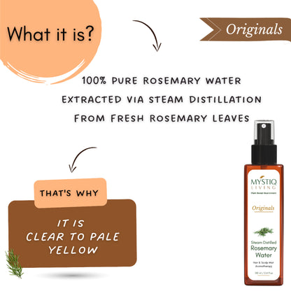 Mystiq Living Rosemary Water Hair Spray, Promotes Hair Growth, Anti Frizz & Damage Control - Pack 2