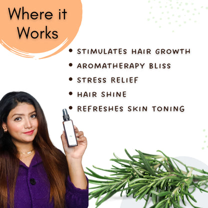 Mystiq Living Rosemary Water Hair Spray, Promotes Hair Growth, Anti Frizz & Damage Control - Pack 2