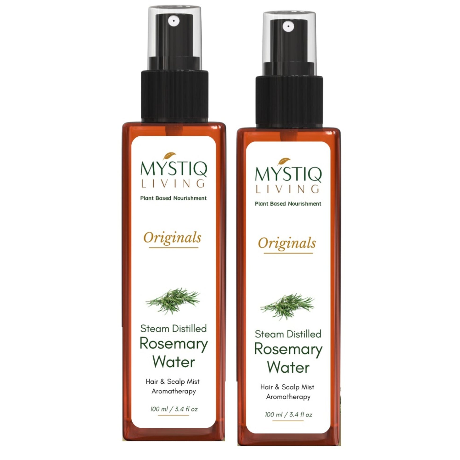 Mystiq Living Rosemary Water Hair Spray, Promotes Hair Growth, Anti Frizz & Damage Control - Pack 2