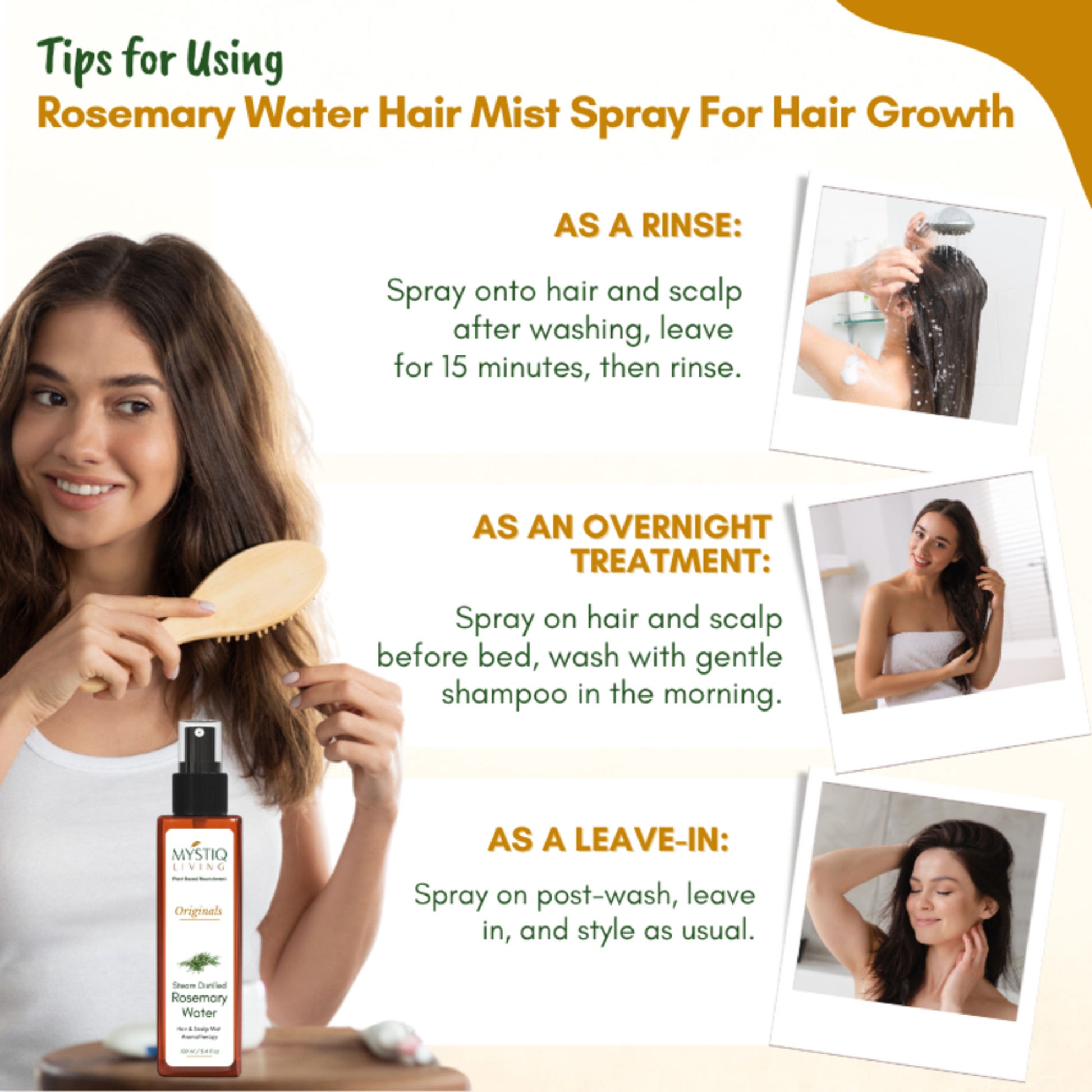 Mystiq Living Rosemary Water Hair Spray and Rosemary Essential Oil, Pure & Natural for Hair Growth