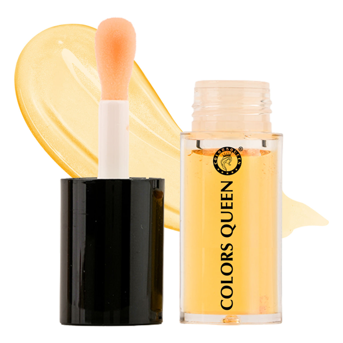 Colors Queen Glossy Lips Therapy in Avocado, showcasing a smooth, shiny lip gloss tube with vibrant green packaging.