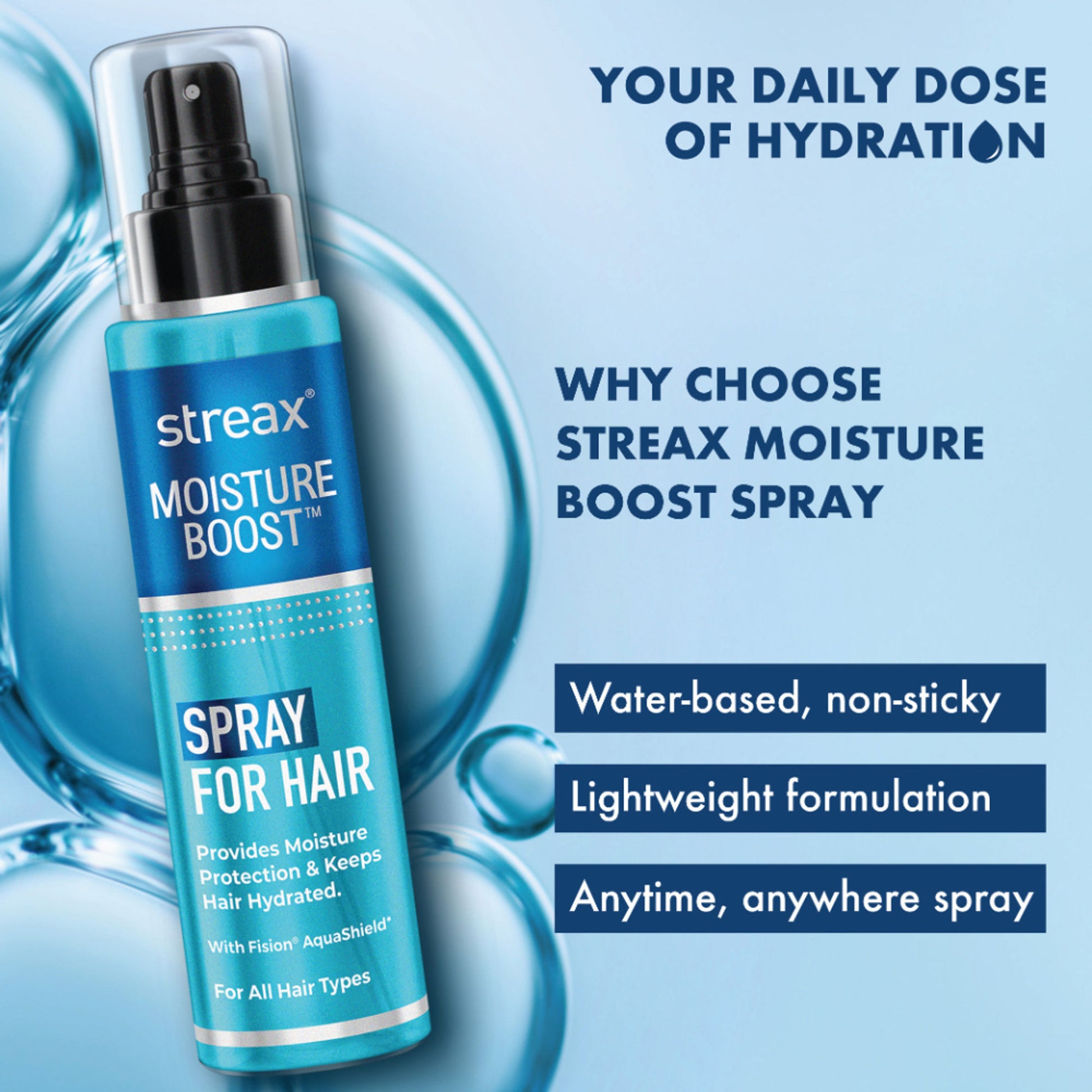 Streax Moisture Boost Spray Hair Serum, For Dry & Frizzy Hair