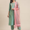 Indyancart VA Women's Ethnic Motifs Thread Work Kurta with Trousers & With Dupatta