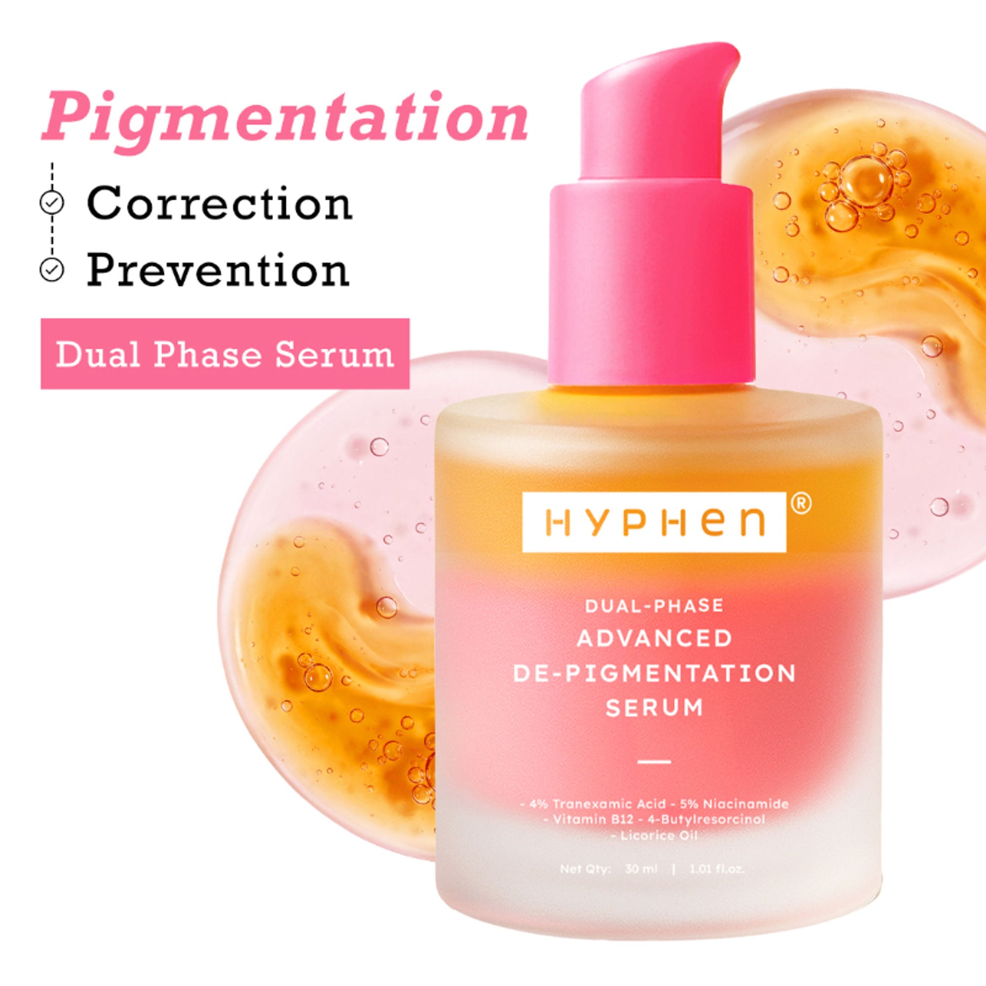 Hyphen Biphasic Advanced De-Pigmentation Serum, Correct & Prevent Pigmentation In-Vivo Tested