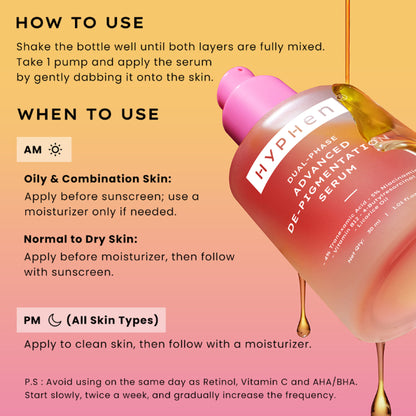 Hyphen Biphasic Advanced De-Pigmentation Serum, Correct & Prevent Pigmentation In-Vivo Tested