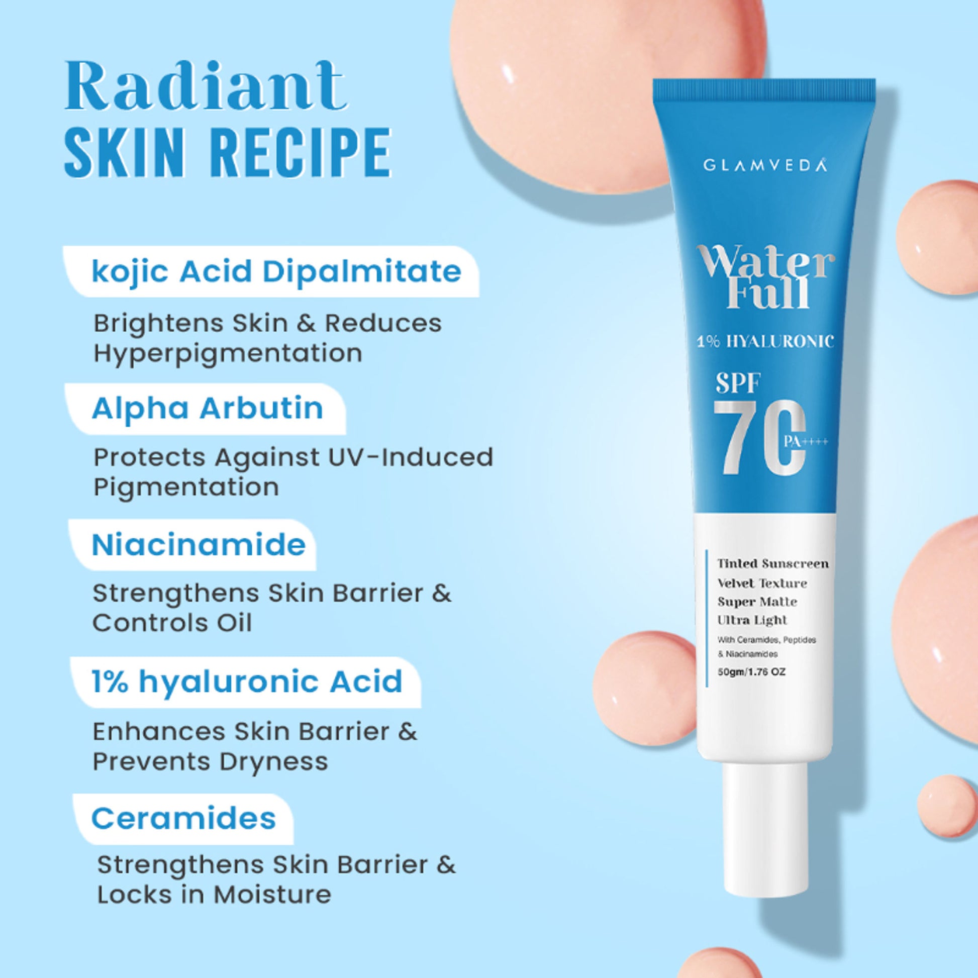 Glamveda Water Full 1% Hyaluronic Sunscreen
