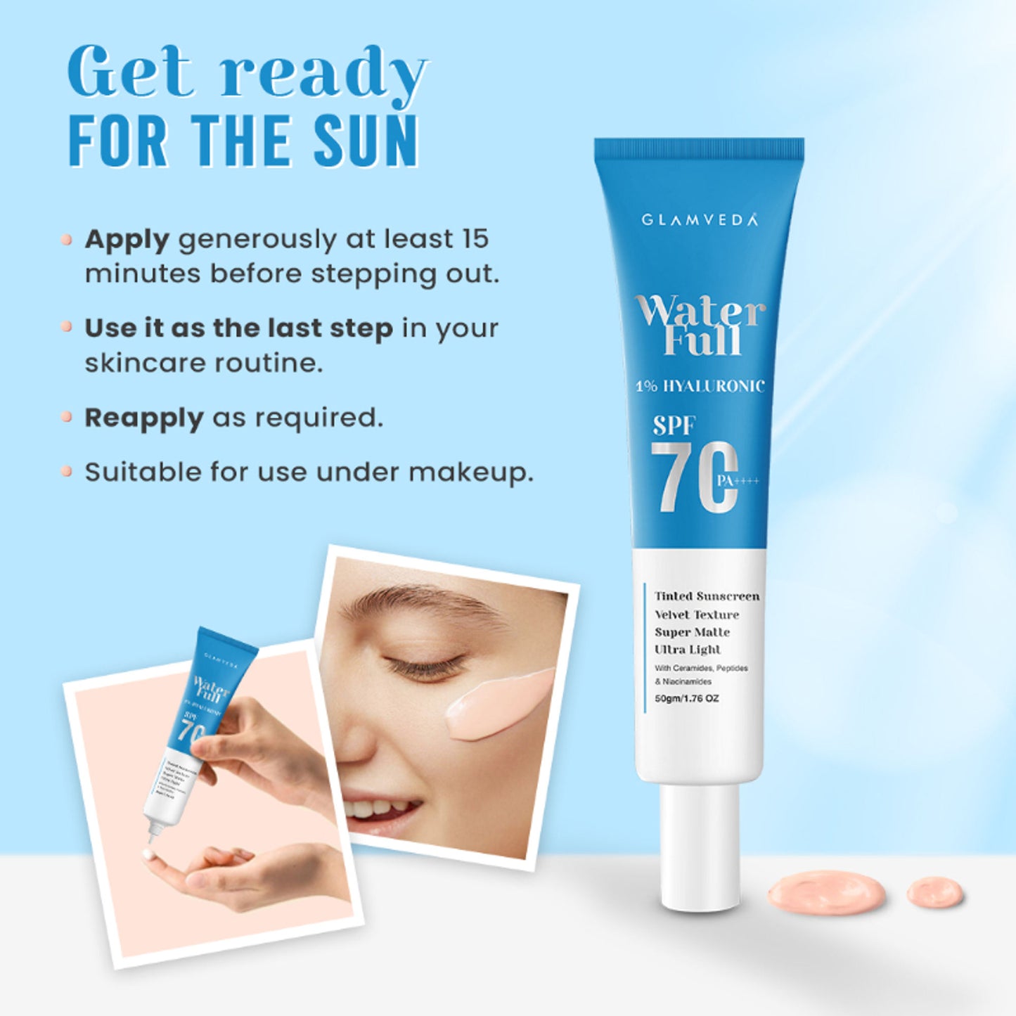 Glamveda Water Full 1% Hyaluronic Sunscreen