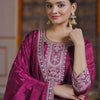 Dhiyona IE Women Embroidered Regular Sequinned Kurta with Trousers & With Dupatta