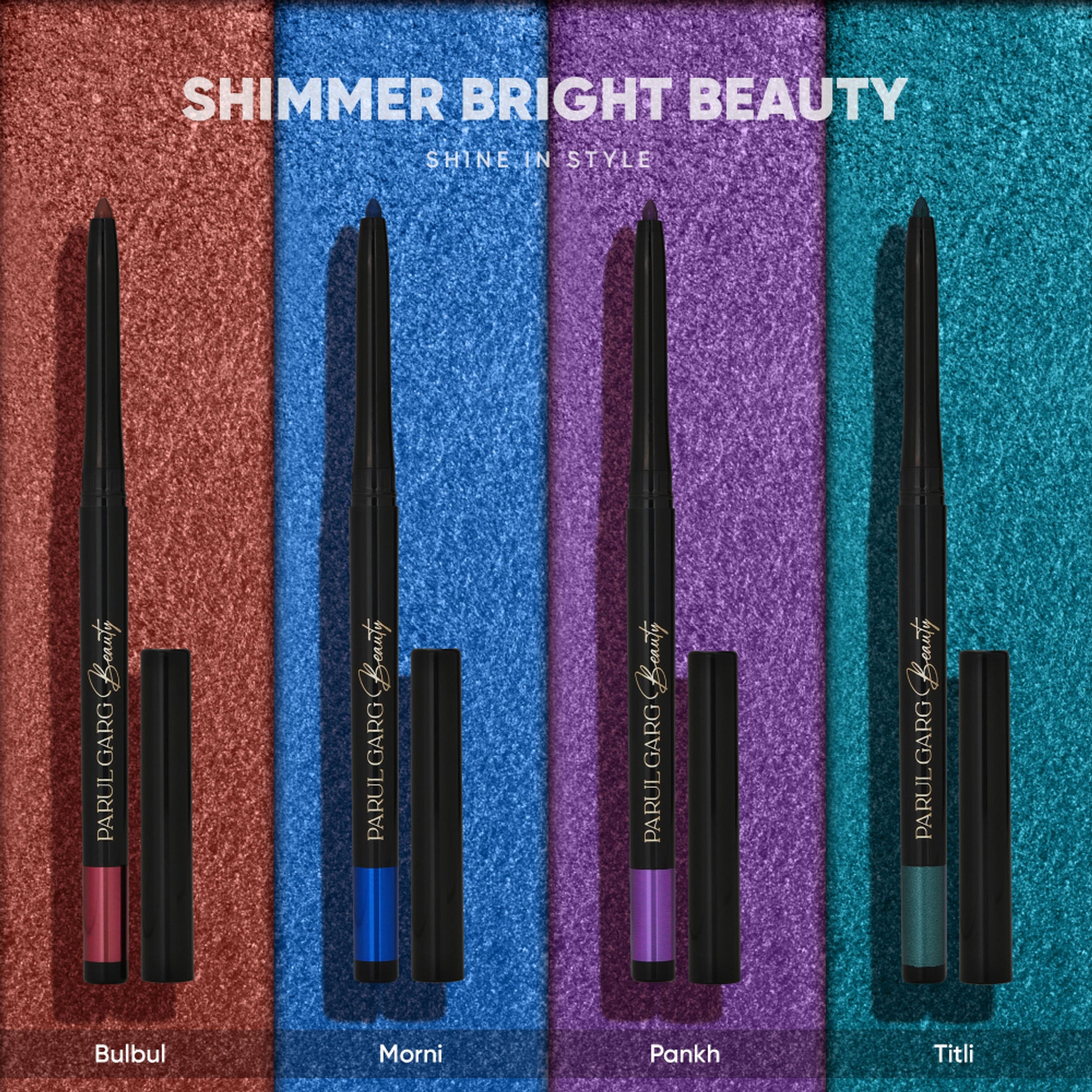 Parul Garg Beauty Bold Define Kajal Smudge-Proof, Long-Lasting (Shimmer Bright, Pack Of 4)