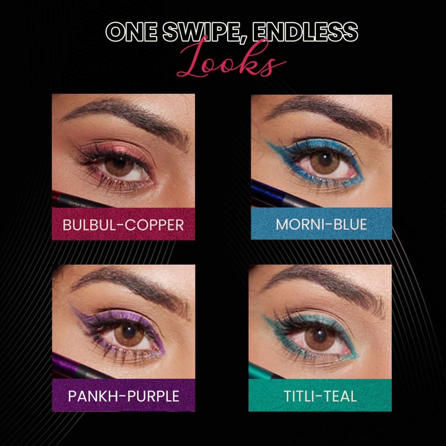 Parul Garg Beauty Bold Define Kajal Smudge-Proof, Long-Lasting (Shimmer Bright, Pack Of 4)