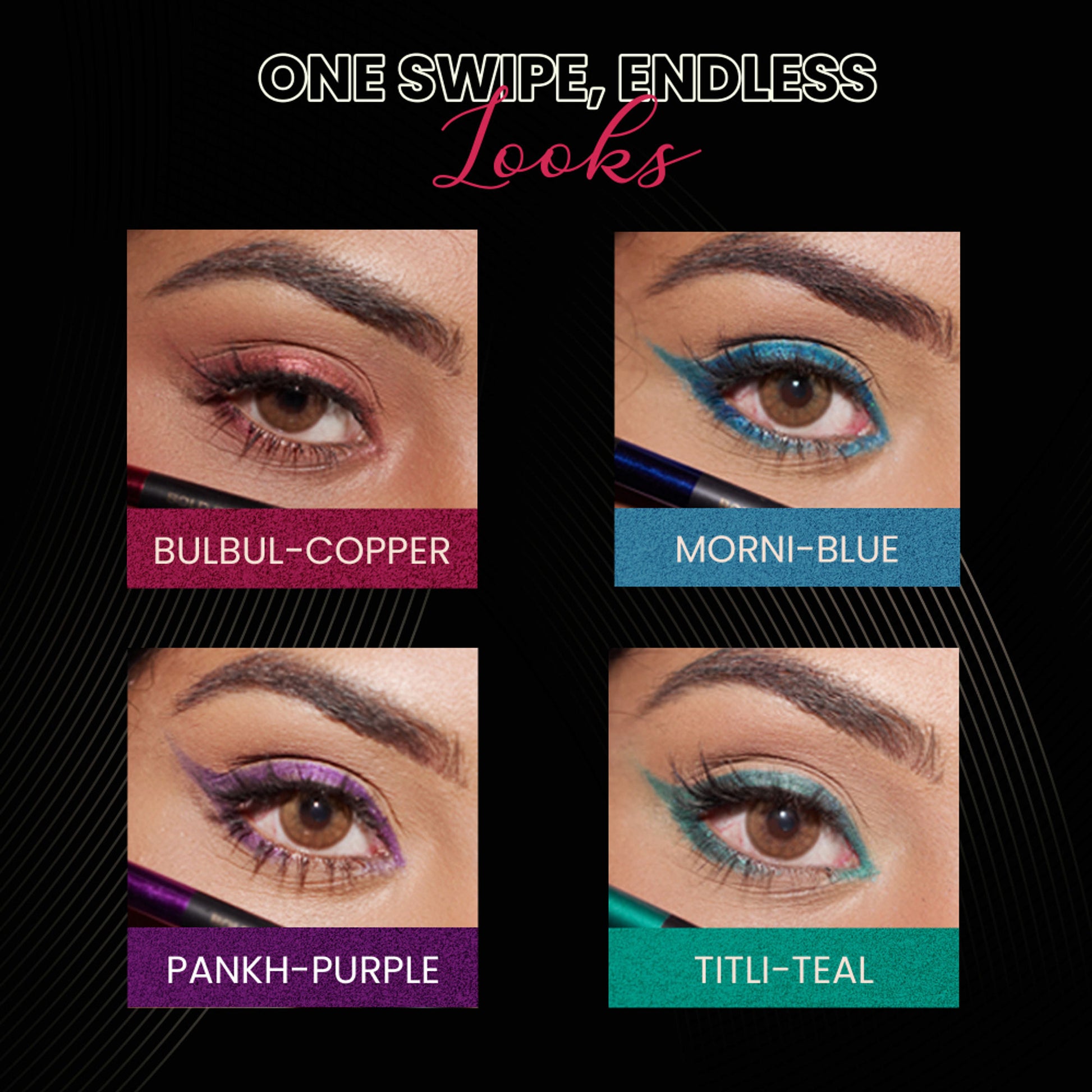 Parul Garg Beauty Bold Define Kajal Smudge-Proof, Long-Lasting (Shimmer Bright, Pack Of 4)