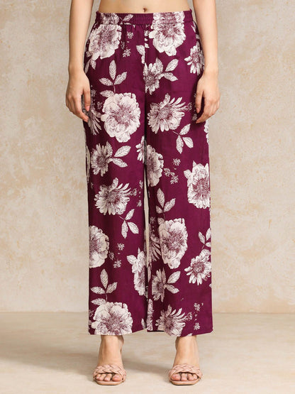 Dhiyona VA Women's Floral Printed Regular Pure Cotton Kurta with Palazzos