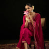 Dhiyona IE Notched Neck Ethnic Embroidered Sequinned Liva Kurta with Trouser & Dupatta