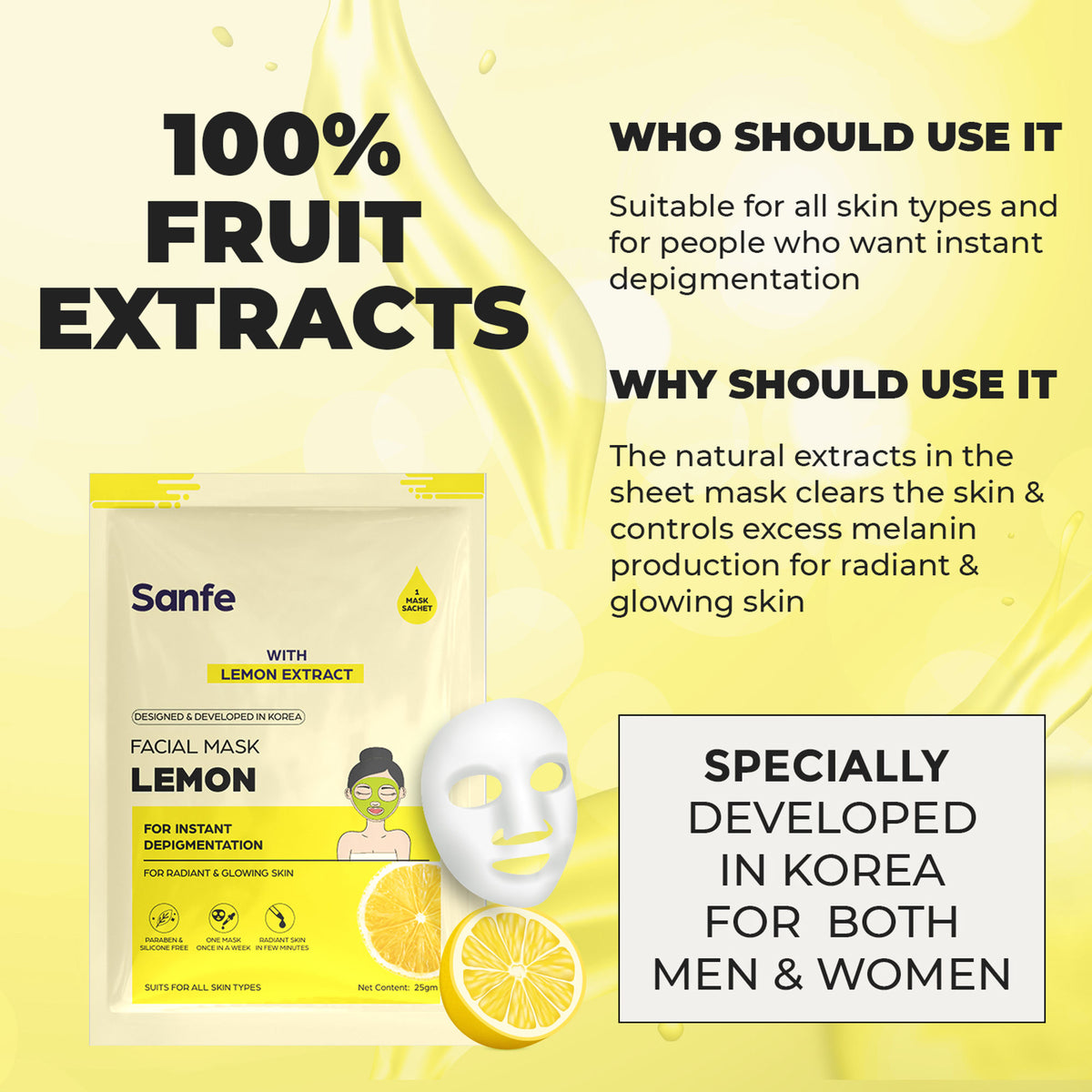 Sanfe Instant Depigmentation Lemon Facial Mask