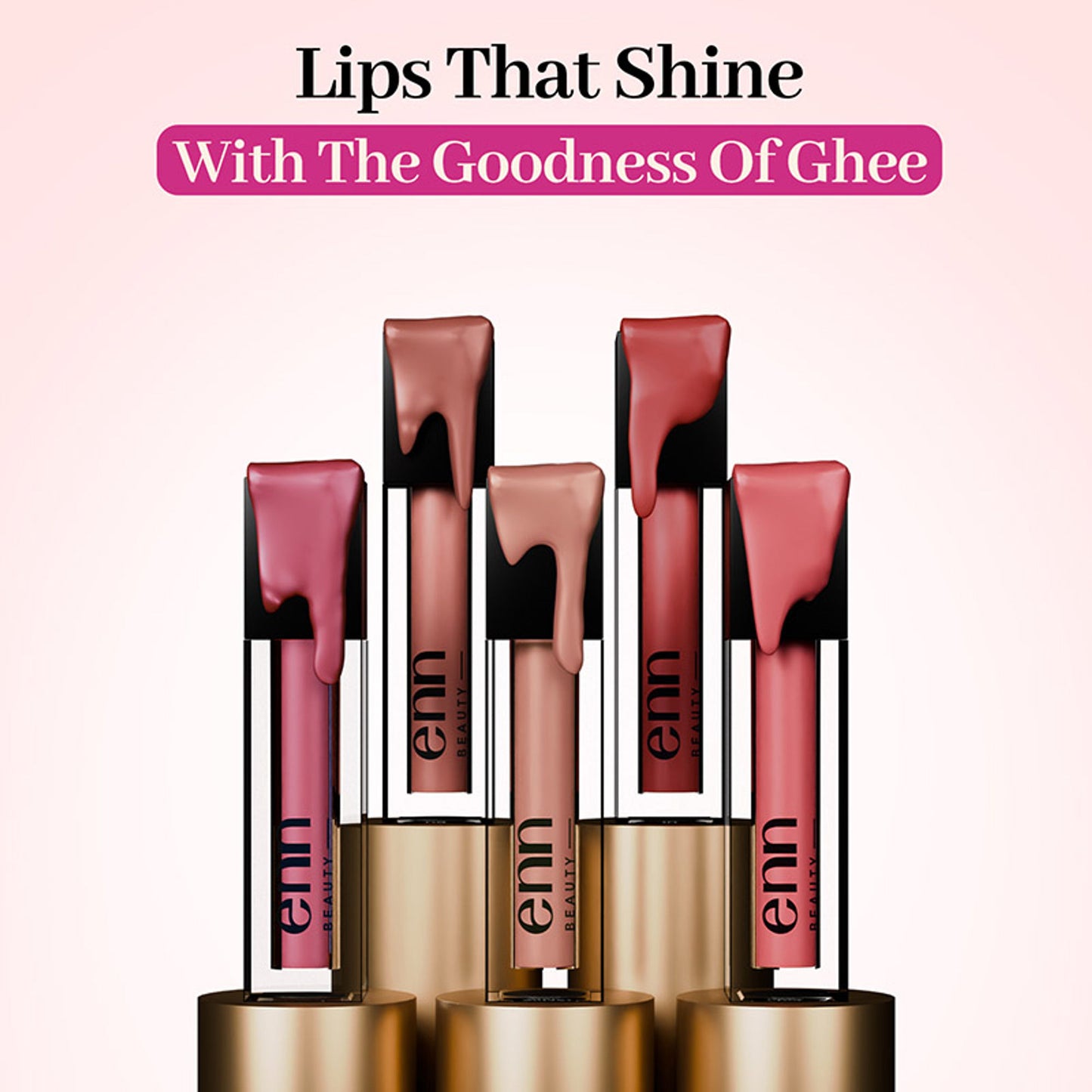 ENN Semi-Matte 12-Hrs Stay & Waterproof Liquid Lipstick Kit For Soft Lips - AM to PM - Set of 5