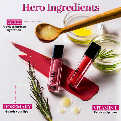 ENN Semi-Matte 12-Hrs Stay & Waterproof Liquid Lipstick Kit For Soft Lips - AM to PM - Set of 5