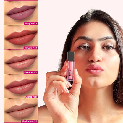 ENN Semi-Matte 12-Hrs Stay & Waterproof Liquid Lipstick Kit For Soft Lips - AM to PM - Set of 5