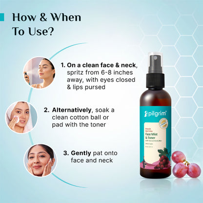 Pilgrim Red Vine Face Mist & Toner with Vitamin B3 & Aloe