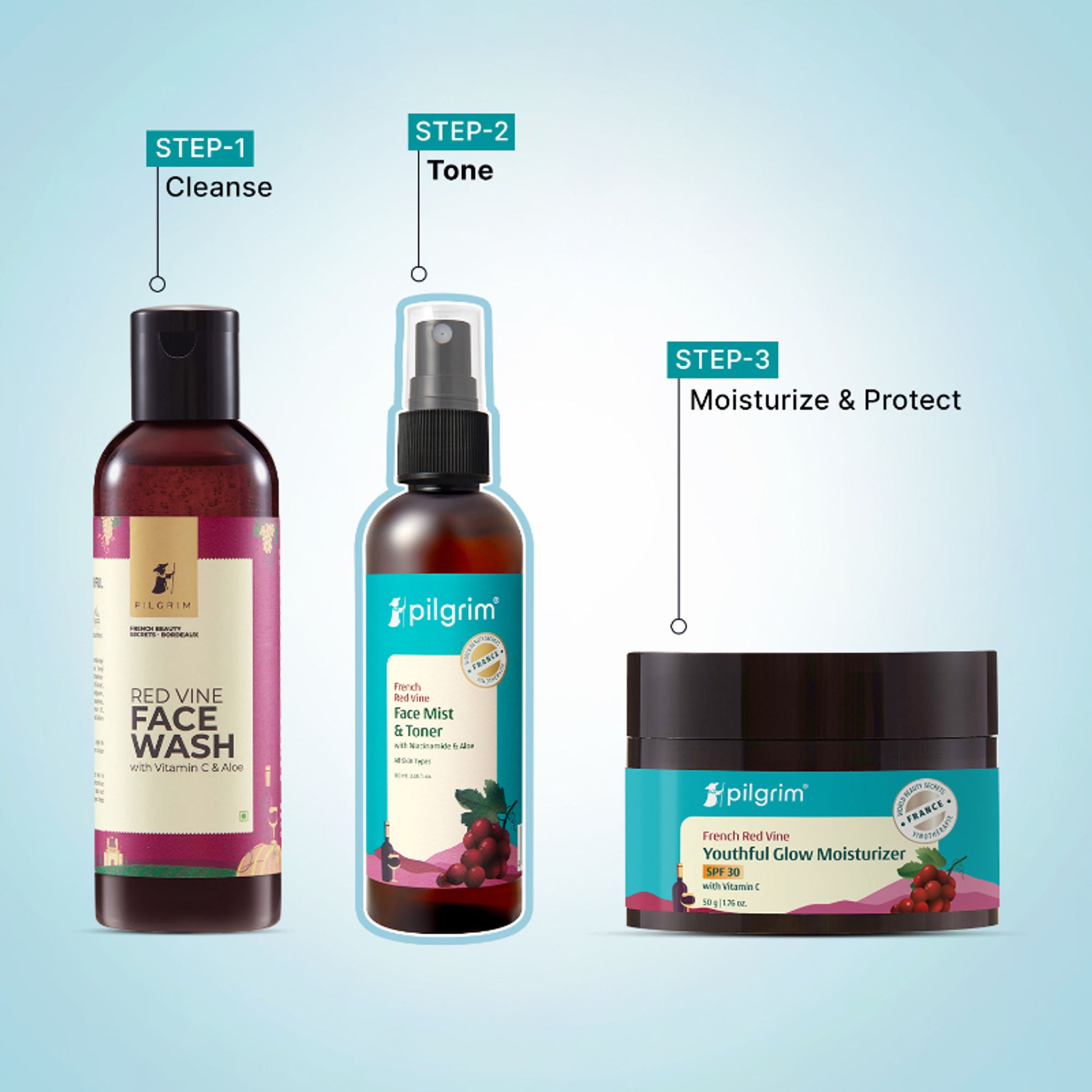 Pilgrim Red Vine Face Mist & Toner with Vitamin B3 & Aloe