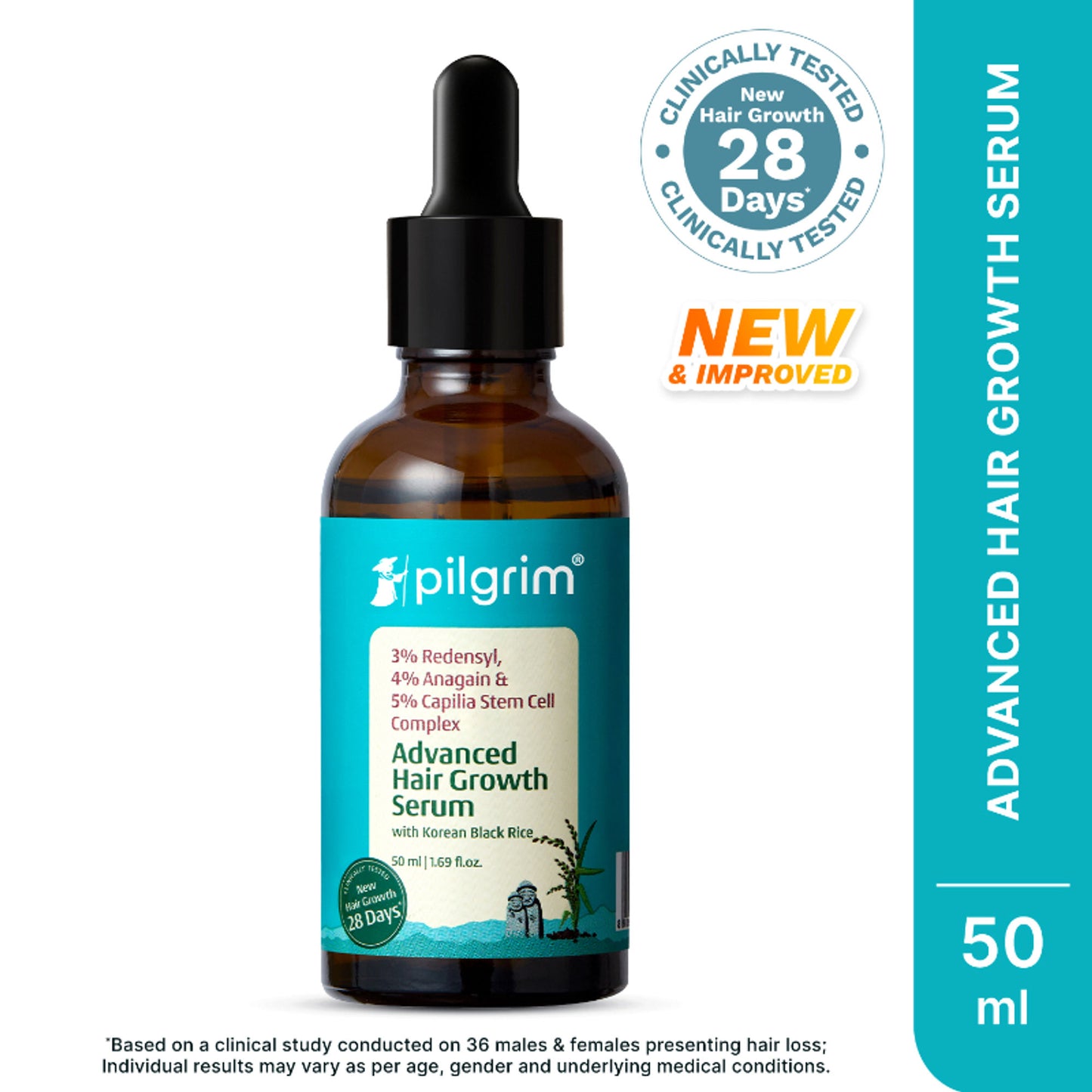 Pilgrim 3% Redensyl 4% Anagain Rosemary Korean Black Rice Advance Hair Growth Serum For Men & Women