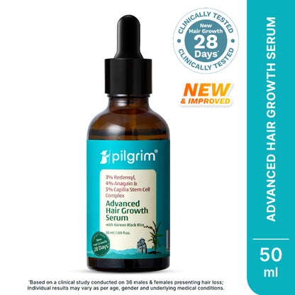 Pilgrim 3% Redensyl 4% Anagain Rosemary Korean Black Rice Advance Hair Growth Serum For Men & Women