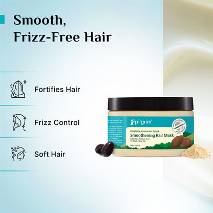 Pilgrim Amazonian Patua & Keratin Smoothening Hair Mask for Dry Damaged & Frizzy Hair Paraben Free