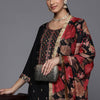 Dhiyona VA Women'sFloral Yoke Design Sequinned Kurta with Trousers & With Dupatta