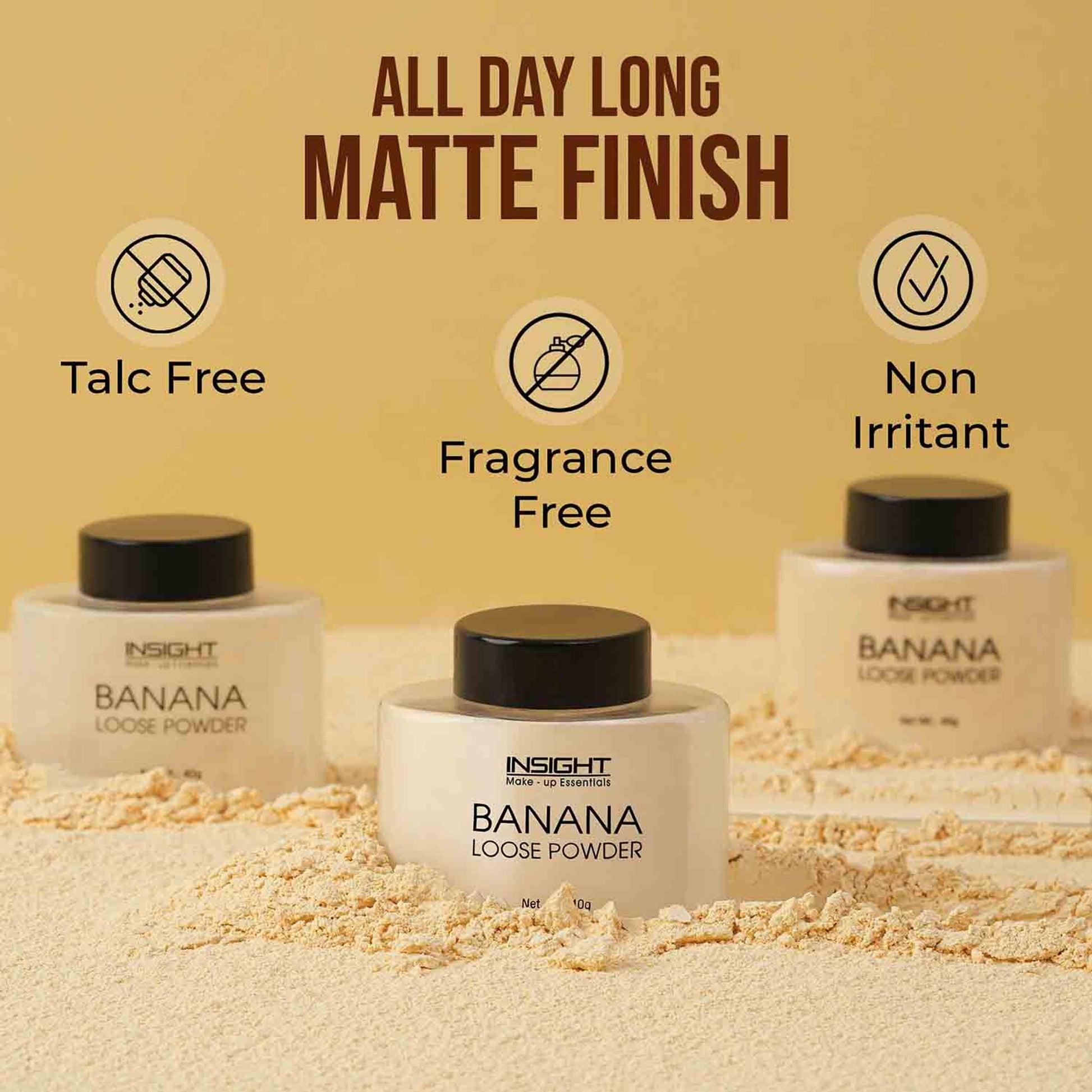 Insight Cosmetics Banana Loose Powder, Oil Control Formula, Long-Wear Matte Finish