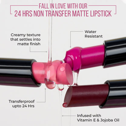 Insight Cosmetics 24 Hrs Non Transfer Matte Lipstick, Creamy Texture Matte Finish, Waterproof - Versatile